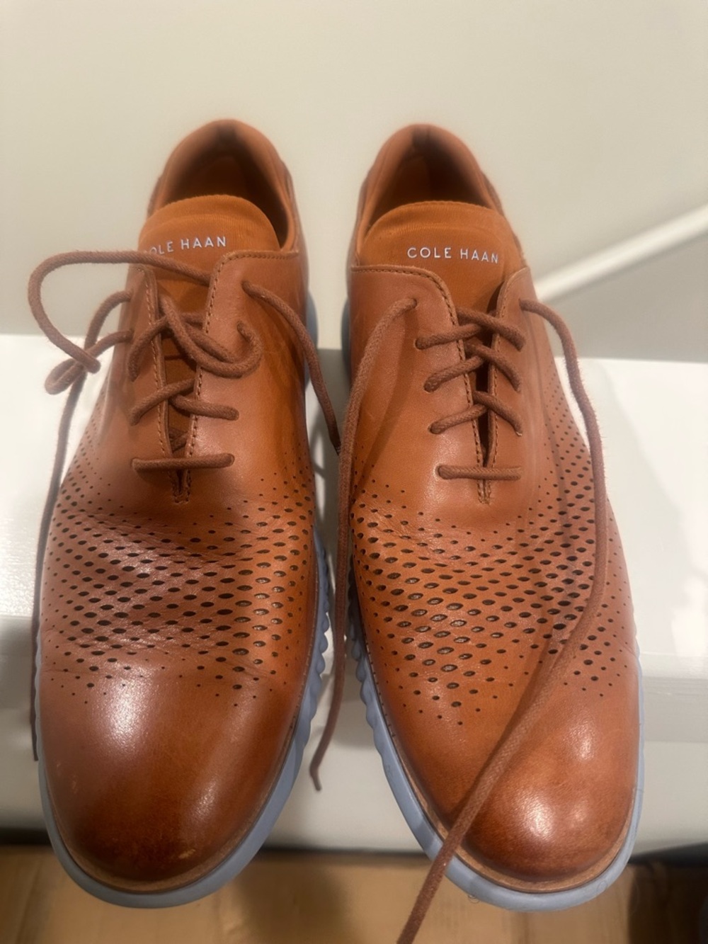 Cole Haan Men's Cognac Perforated Leather Oxfords